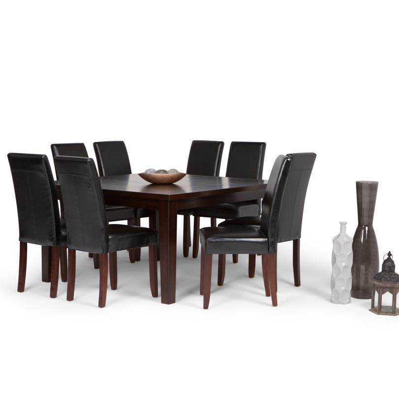 Midnight Black Vegan Leather | Acadian 9 Piece Dining Set